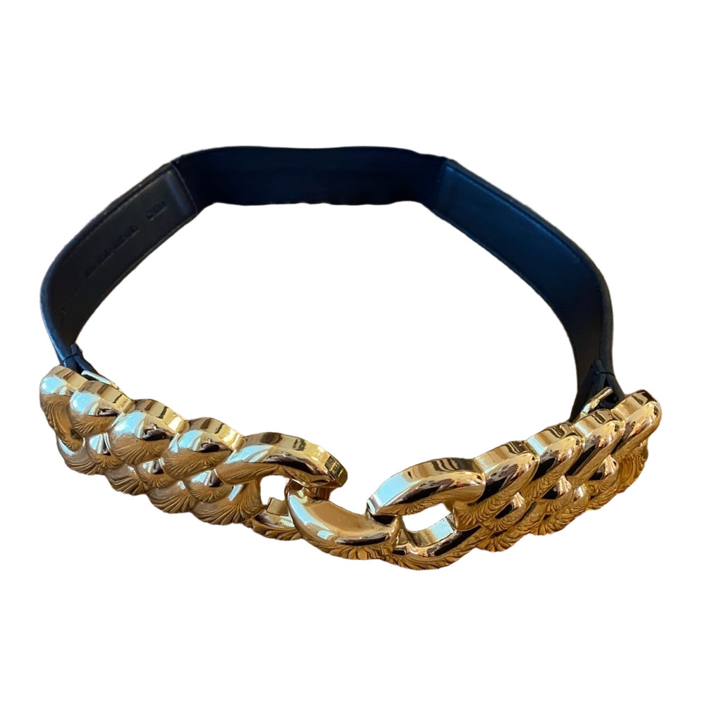 MARCIANO interlocking gold & black detailed belt with elastic size XS/S